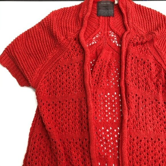 Guinevere Short Sleeve Open Front Knit Cardigan Sweater Orange Size XS Y2K - Picture 3 of 8